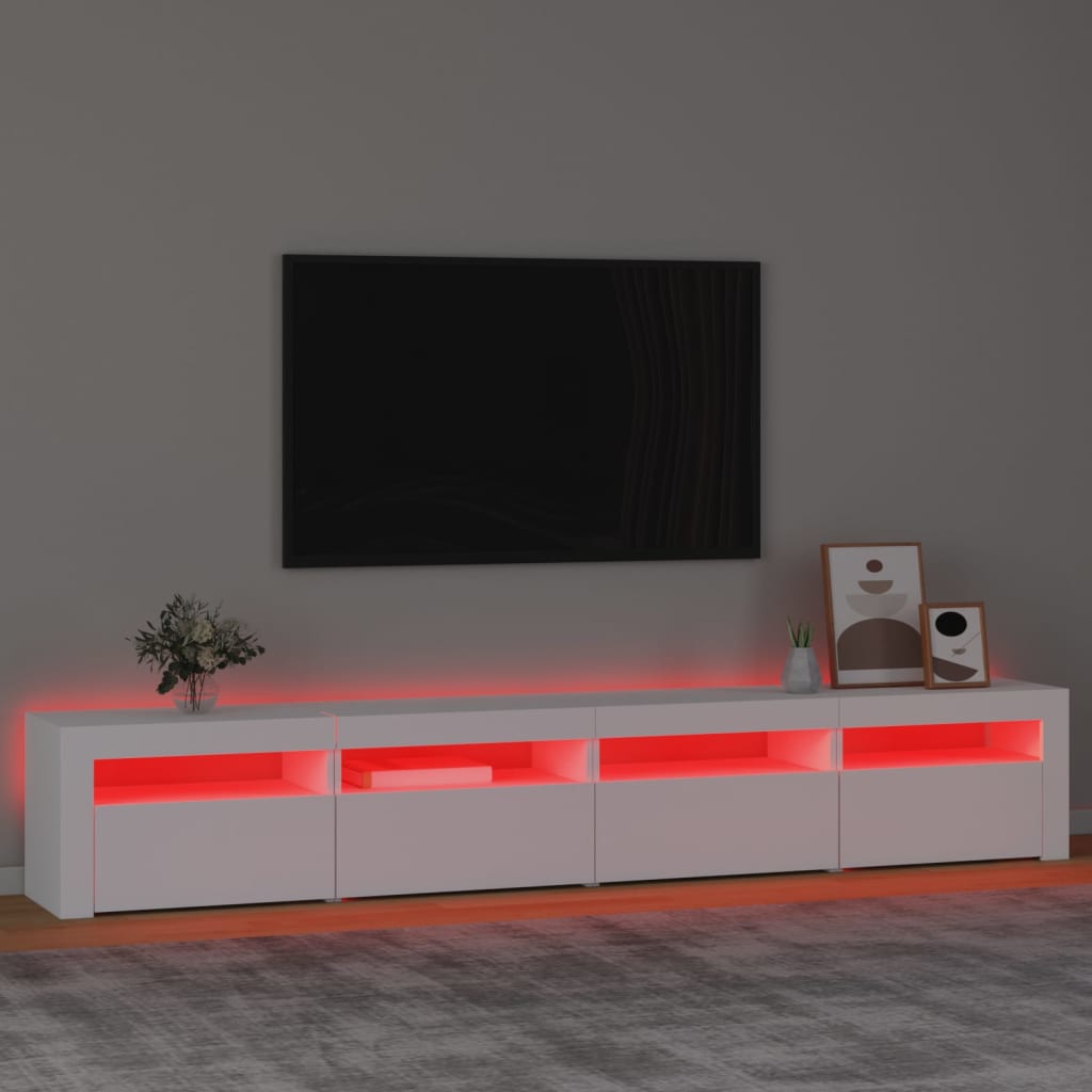 vidaXL TV-taso LED-valoilla valkoinen 240x35x40 cm