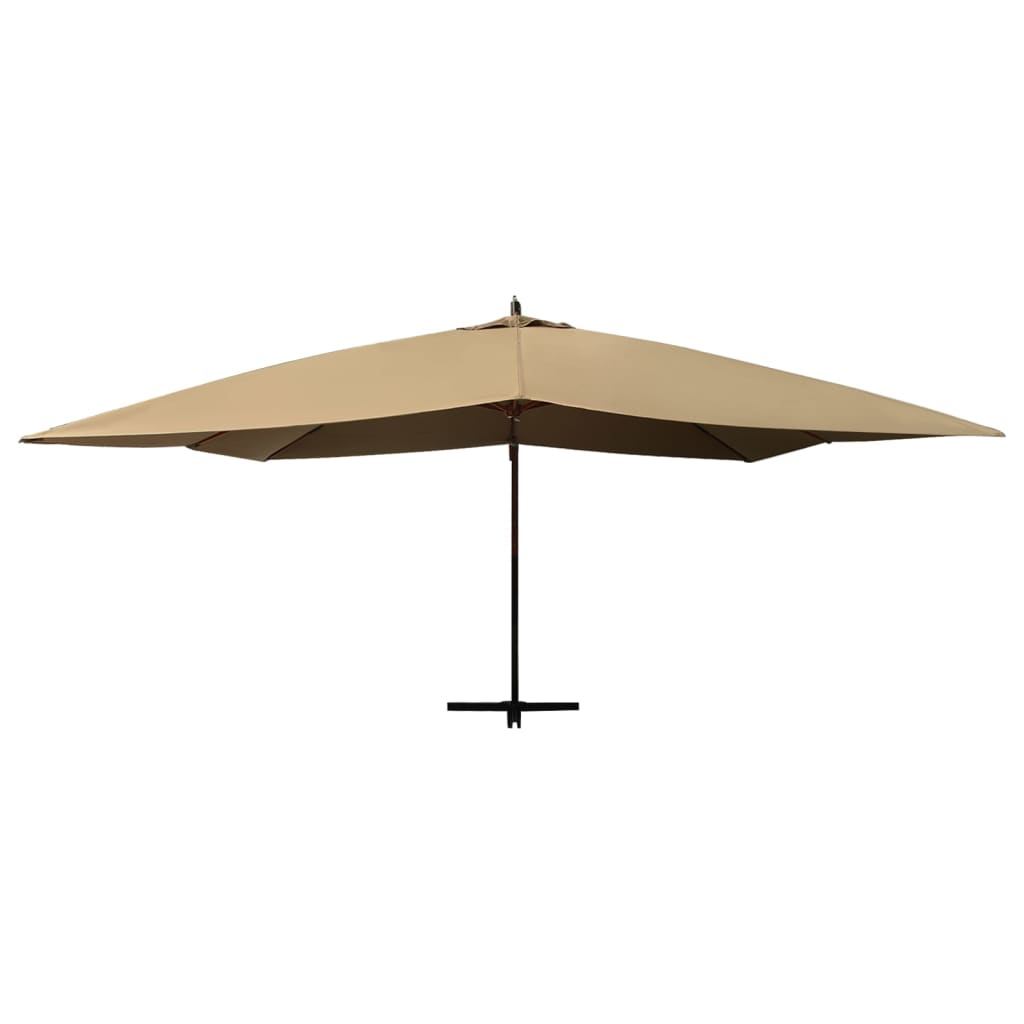 vidaXL Riippuva aurinkovarjo puupylväällä 400x300 cm taupe