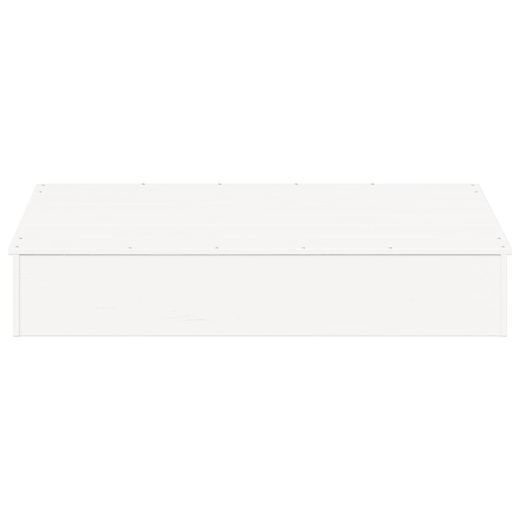 vidaXL Hiekkalaatikko kannella valkoinen 111x111x19,5 cm täysi mänty