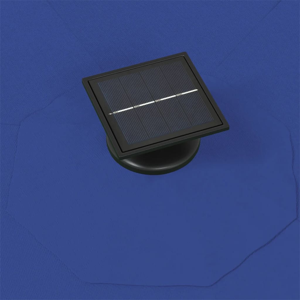 vidaXL Seinäkiinnitteinen aurinkovarjo LED ja tolppa 300 cm sininen