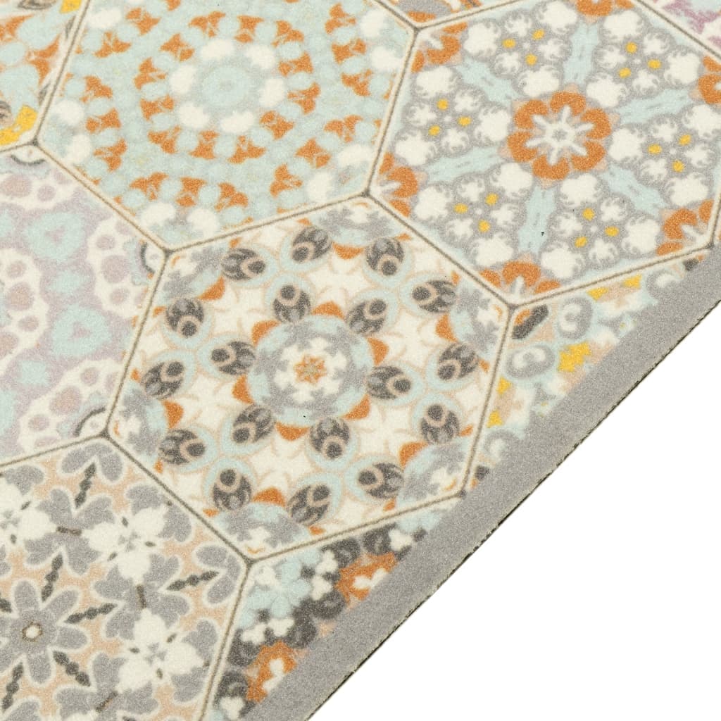 vidaXL Keittiön pestävä matto Hexagon pastelli 45x150 cm sametti