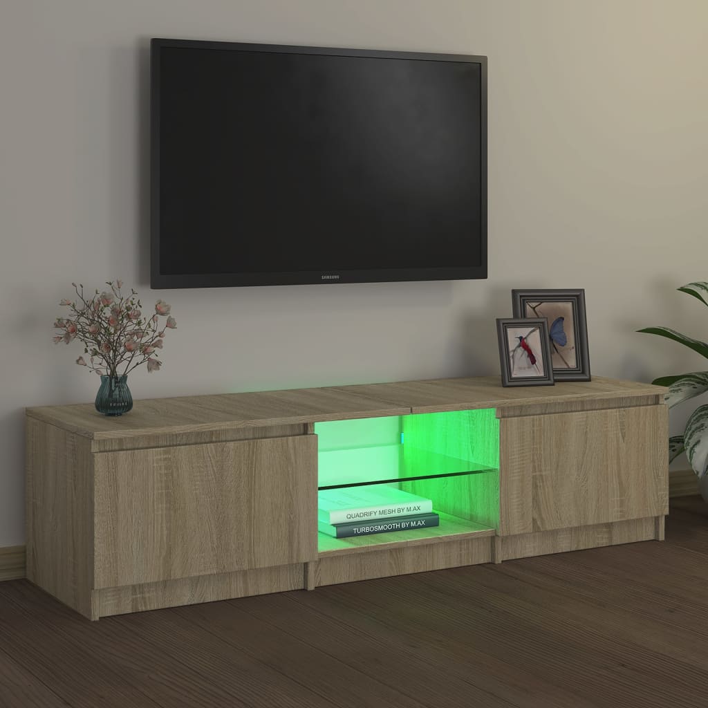 vidaXL TV-taso LED-valoilla Sonoma-tammi 140x40x35,5 cm