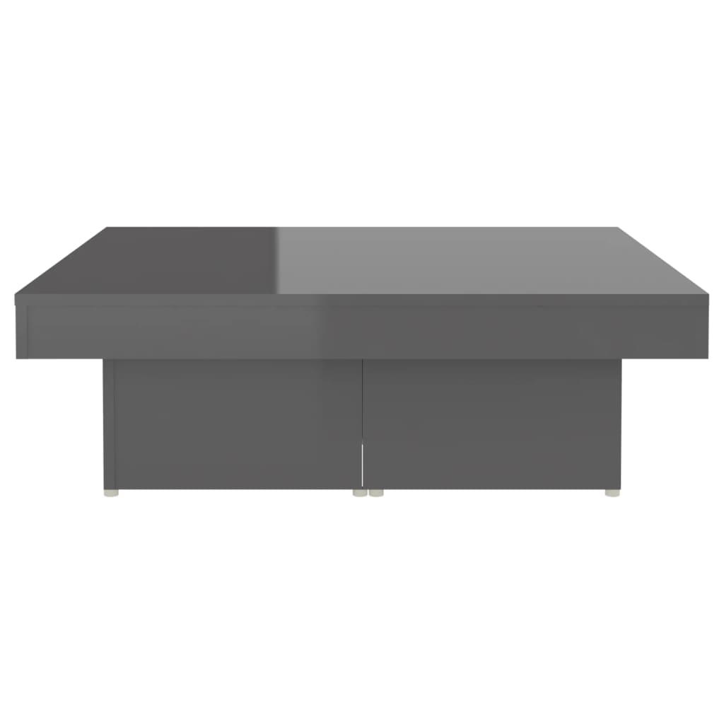 vidaXL Sohvapöytä korkeakiilto harmaa 90x90x28 cm lastulevy