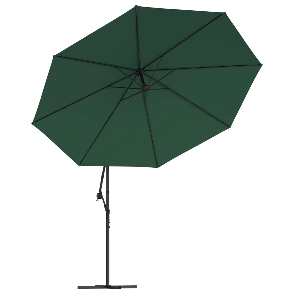 vidaXL Aurinkovarjo LED-valoilla ja metallipylväällä 350 cm vihreä