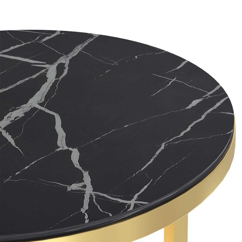 vidaXL Sivupöytä kulta ja musta marmori 45 cm karkaistu lasi