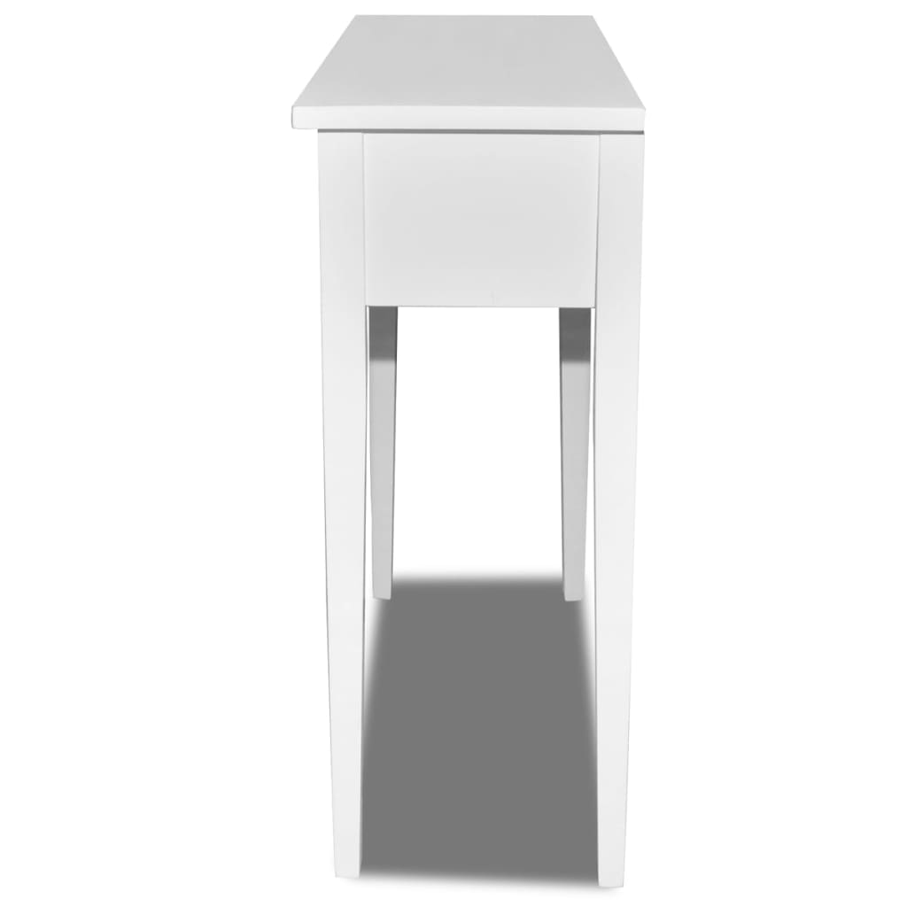 vidaXL Sivupöytä 2 laatikkoa Valkoinen