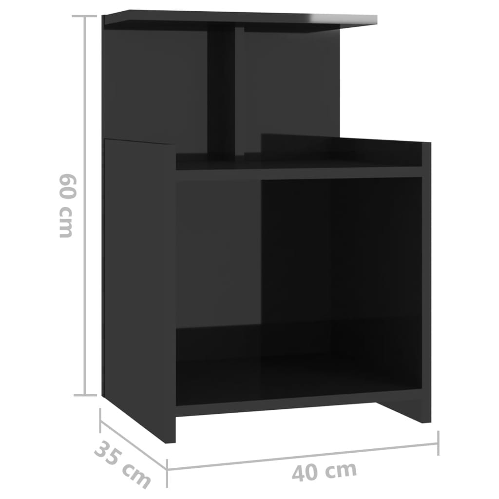 vidaXL Yöpöytä korkeakiilto musta 40x35x60 cm lastulevy