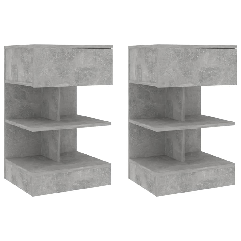 vidaXL Yöpöydät 2 kpl betoninharmaa 40x35x65 cm