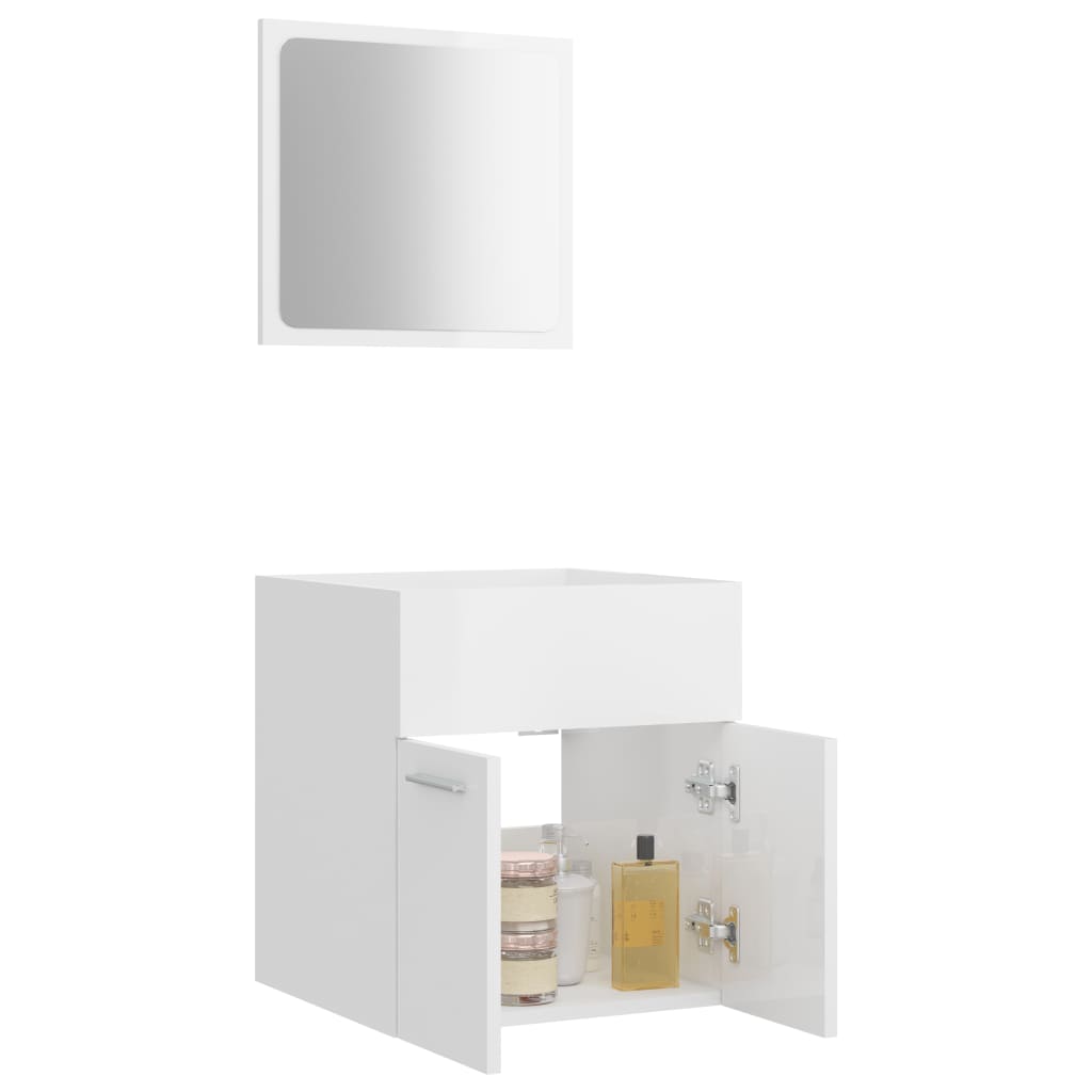 vidaXL 2-osainen kylpyhuoneen kalustesarja korkeak valkoinen lastulevy