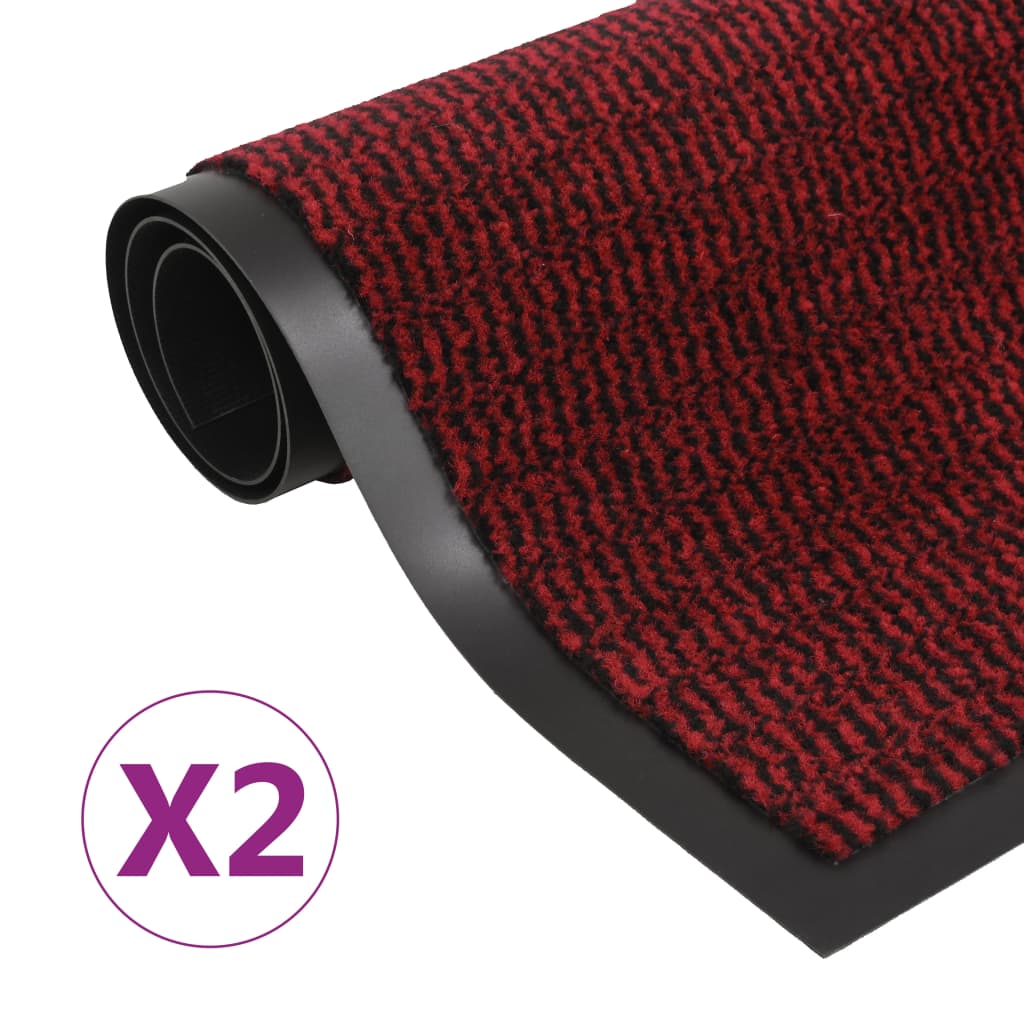 vidaXL Kuramatot 2 kpl suorakulmainen nukkapinta 60x90 cm punainen
