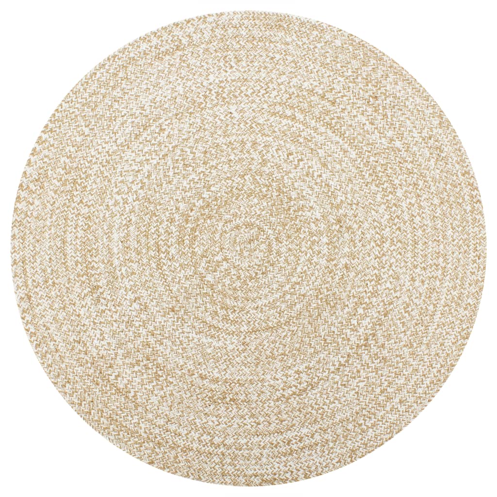 vidaXL Käsintehty juuttimatto valkoinen ja luonnollinen kuvio 150 cm