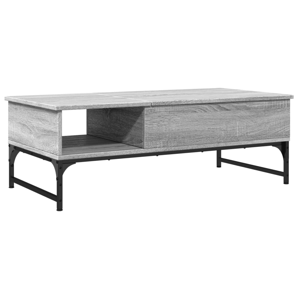 vidaXL Sohvapöytä harmaa Sonoma 100x50x35 cm tekninen puu ja metalli