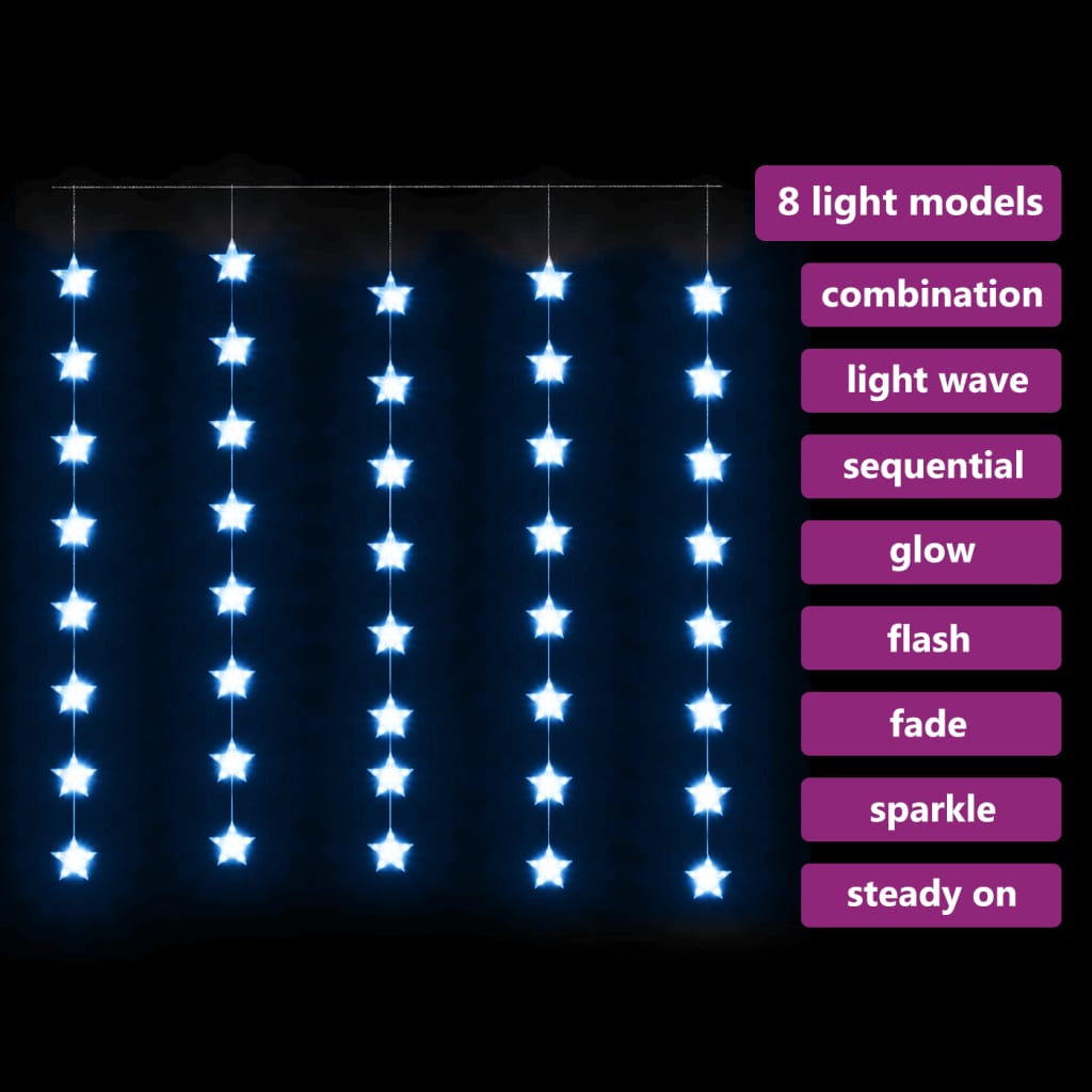 vidaXL LED-valoverho tähtikeijuvalot 200 LEDiä sininen