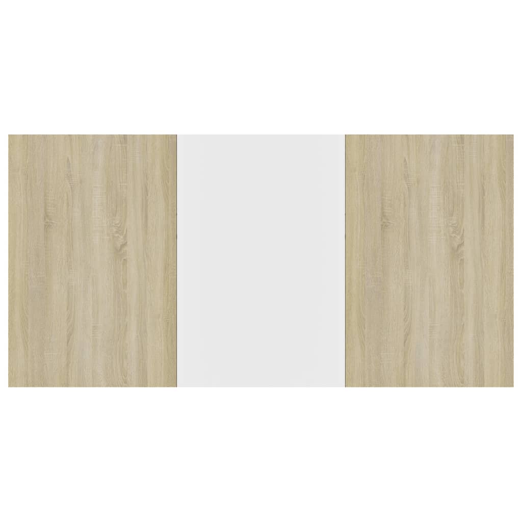 vidaXL Ruokapöytä valkoinen ja Sonoma-tammi 180x90x76 cm lastulevy