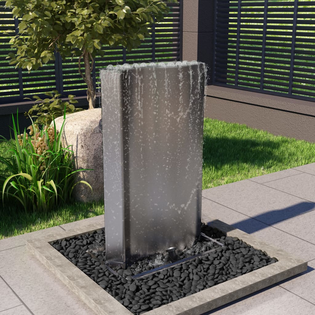vidaXL Puutarhan suihkulähde hopea 60,2x37x122,1 cm ruostumaton teräs