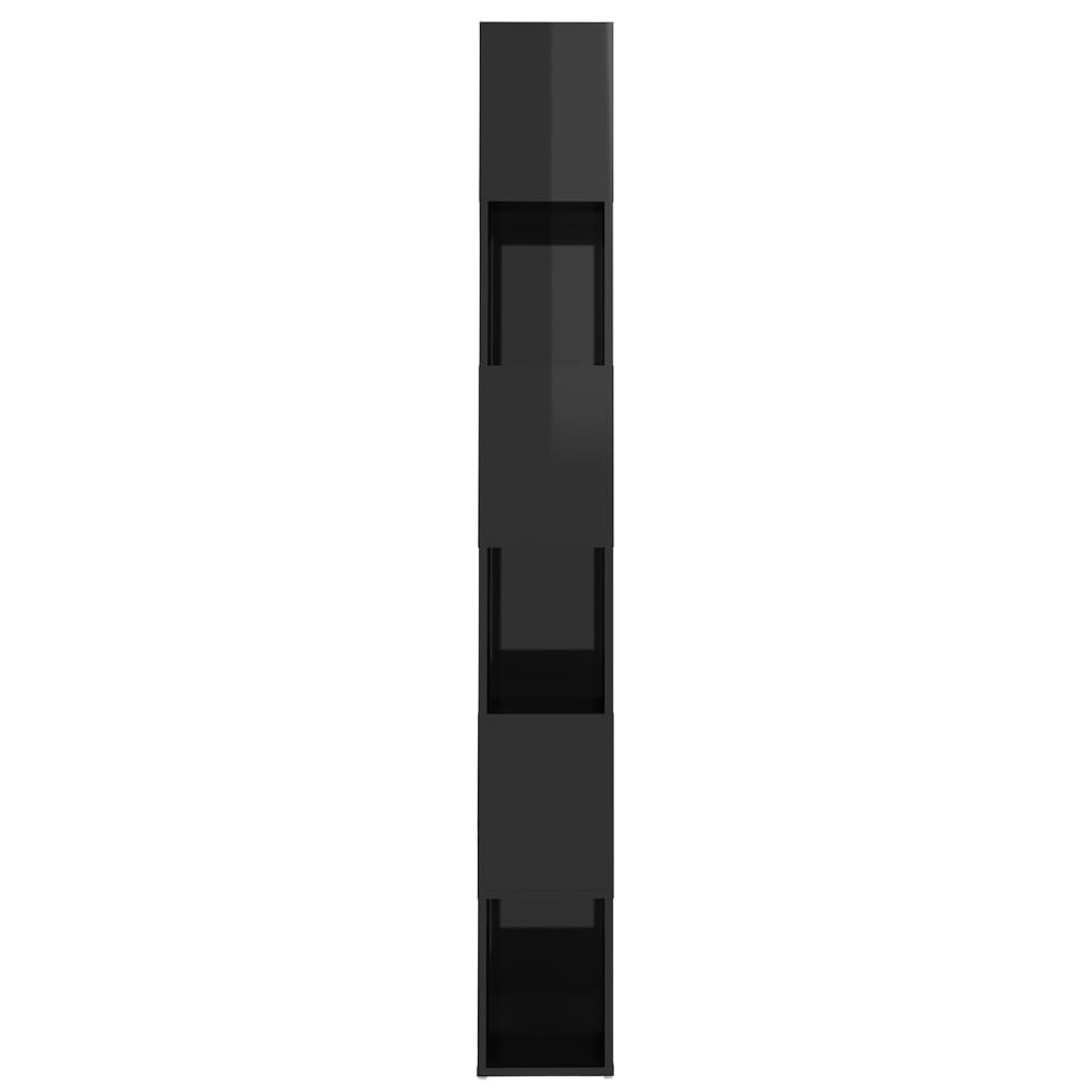 vidaXL Kirjahylly/tilanjakaja korkeakiilto musta 60x24x186 cm