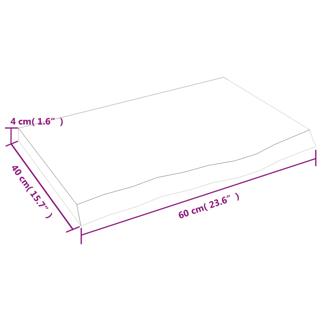 vidaXL Pöytälevy vaaleanruskea 60x40x(2-4) cm käsitelty täystammi