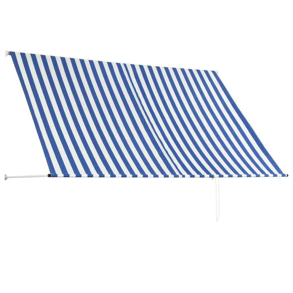 vidaXL Sisäänkelattava markiisi 250x150 cm sininen ja valkoinen