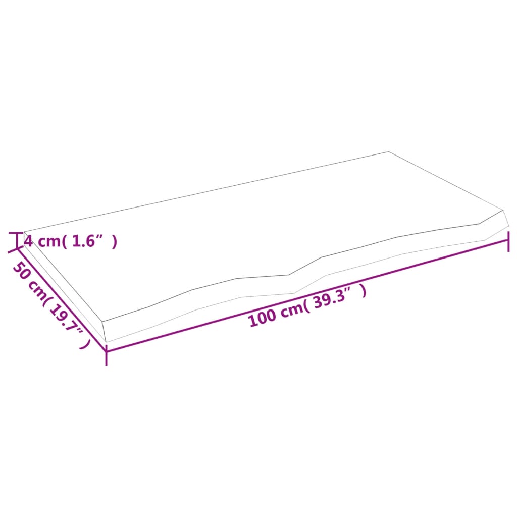 vidaXL Pöytälevy 100x50x(2-4) cm käsittelemätön täystammi