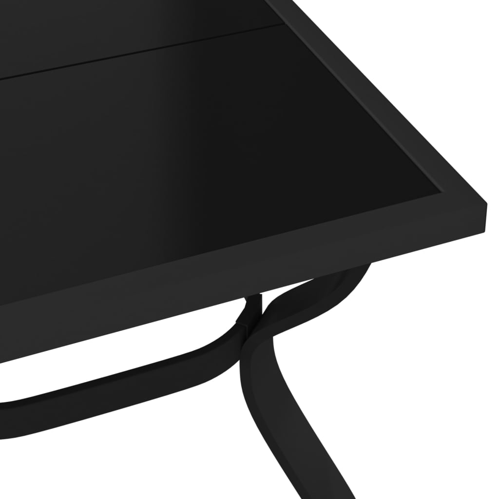 vidaXL Puutarhapöytä musta 140x70x70 cm teräs ja lasi