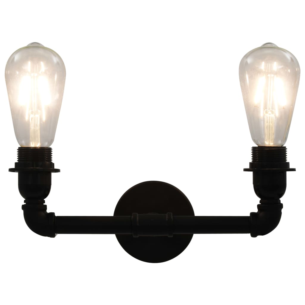 vidaXL Kahden lampun seinävalaisin musta 2 x E27-polttimo