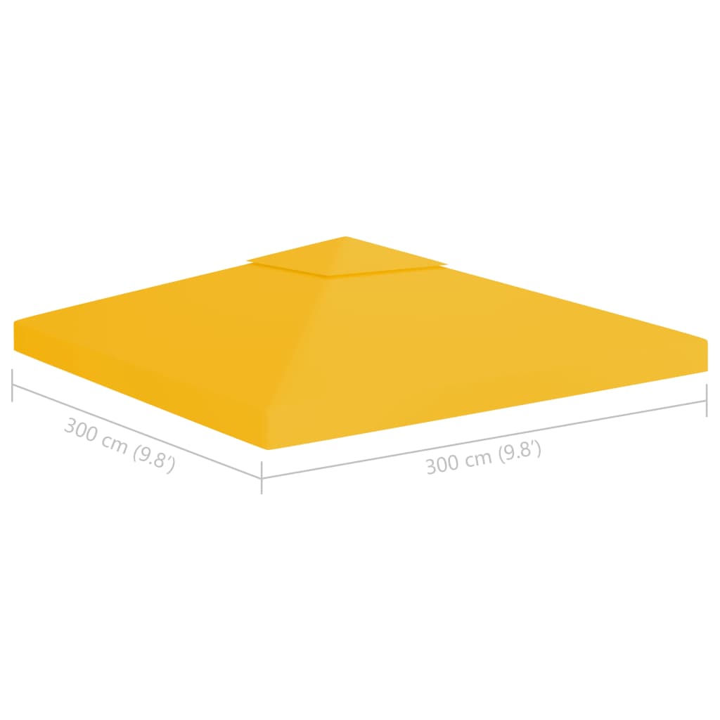 vidaXL 2-kerroksinen huvimajan katto 310 g/m² 3x3 m keltainen