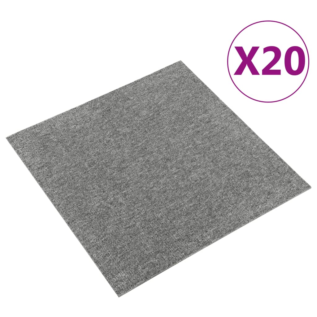 vidaXL Tekstiililaatta 20 kpl 5 m² 50x50 cm harmaa