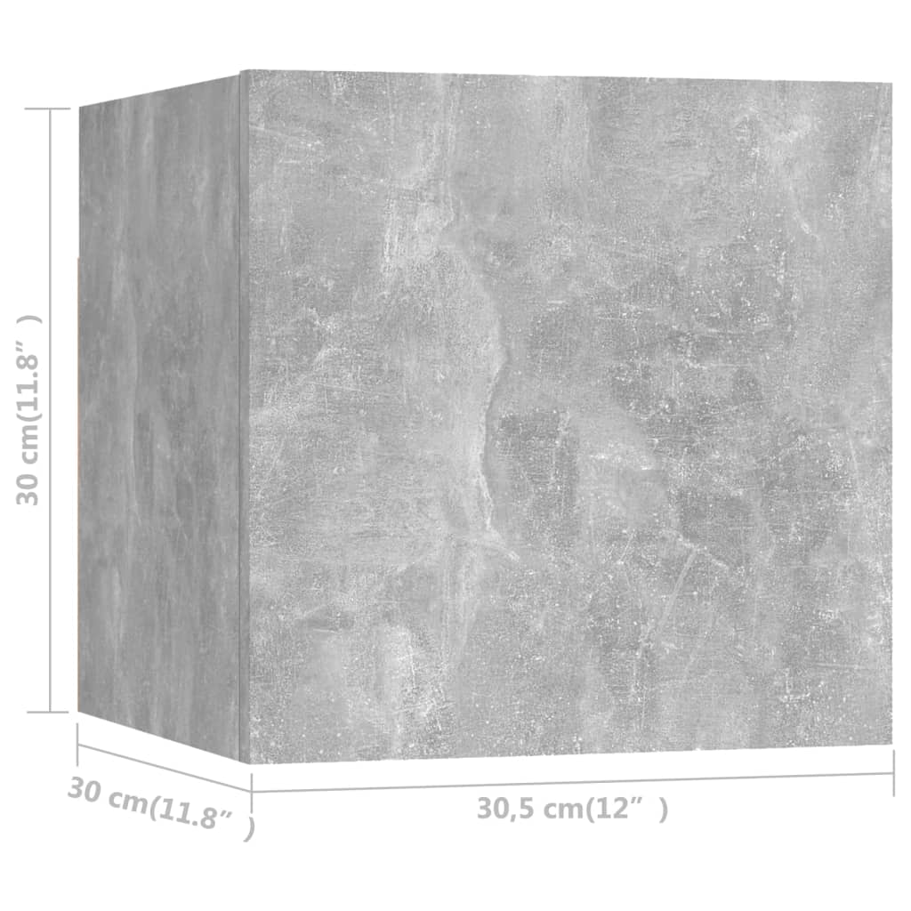 vidaXL Seinäkiinnitettävä TV-taso 4 kpl betoninharmaa 30,5x30x30 cm