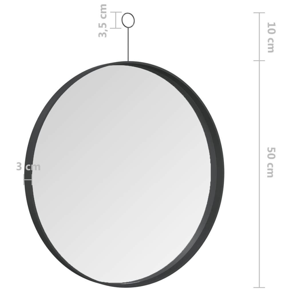 vidaXL Riippuva peili koukulla 50 cm musta