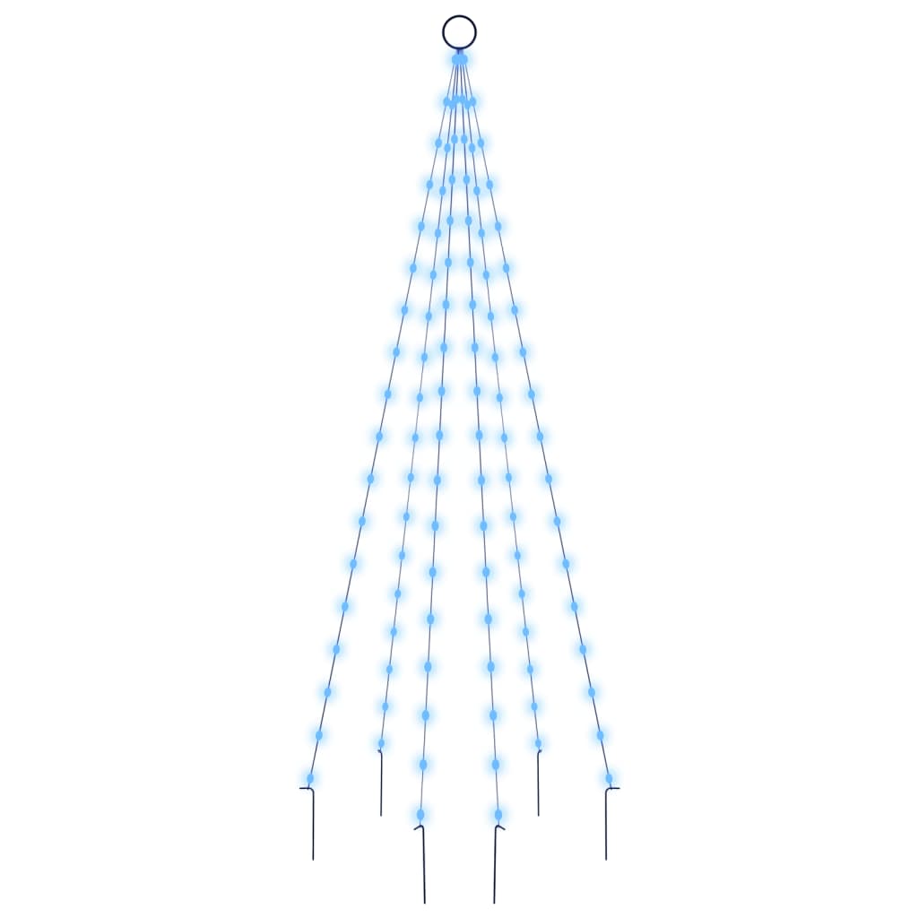 vidaXL Joulukuusi lipputankoon 108 sinistä LED-valoa 180 cm