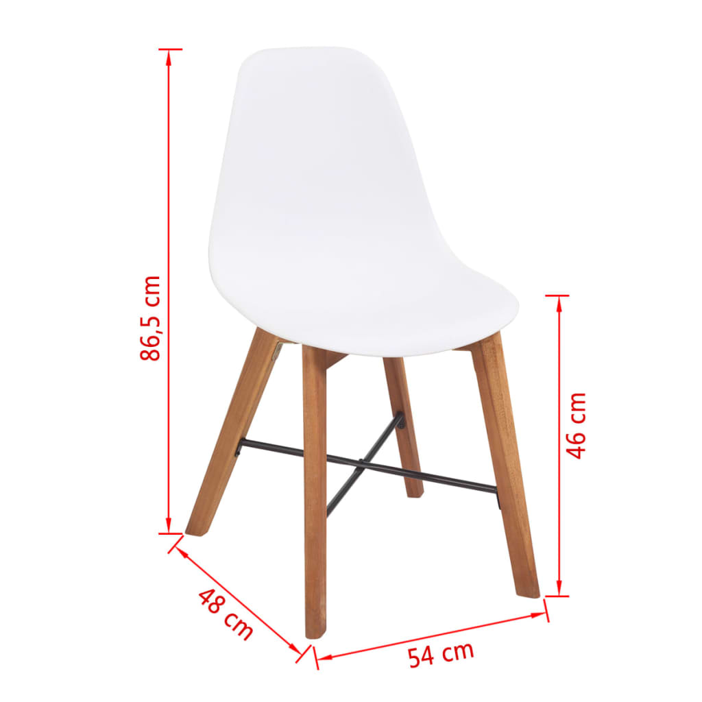 vidaXL Ruokapöydän tuolit 4 kpl valkoinen täysi akaasiapuu