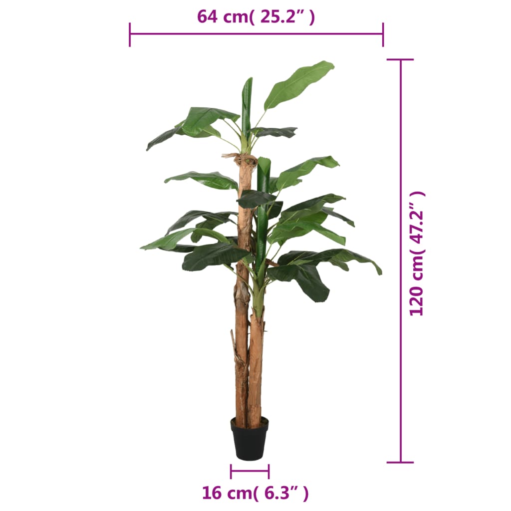 vidaXL Tekokasvi banaanipuu 9 lehteä 120 cm vihreä