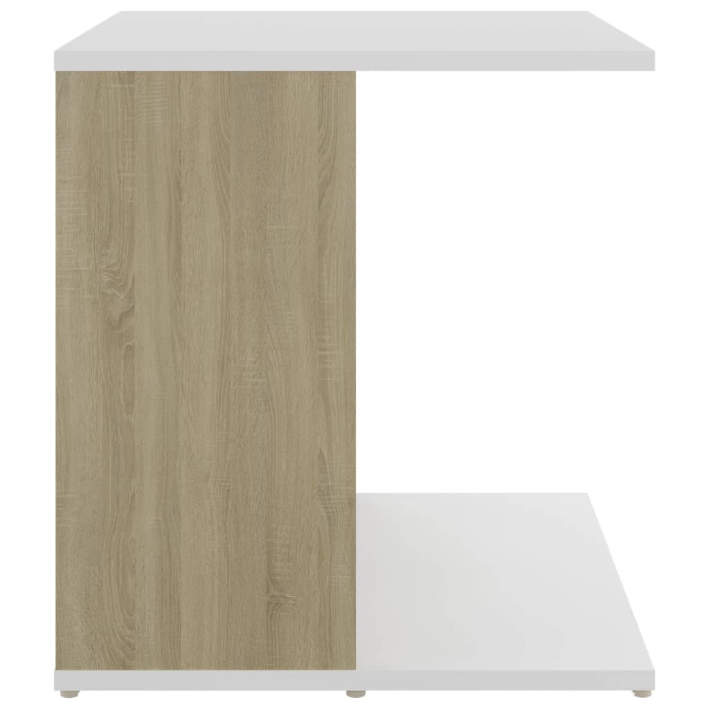 vidaXL Sivupöytä valkoinen ja Sonoma-tammi 45x45x48 cm lastulevy