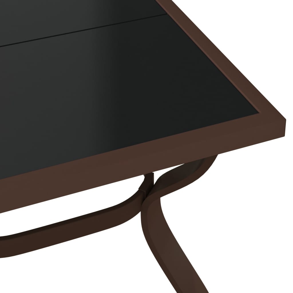 vidaXL Puutarhapöytä ruskea ja musta 180x80x70 cm teräs ja lasi