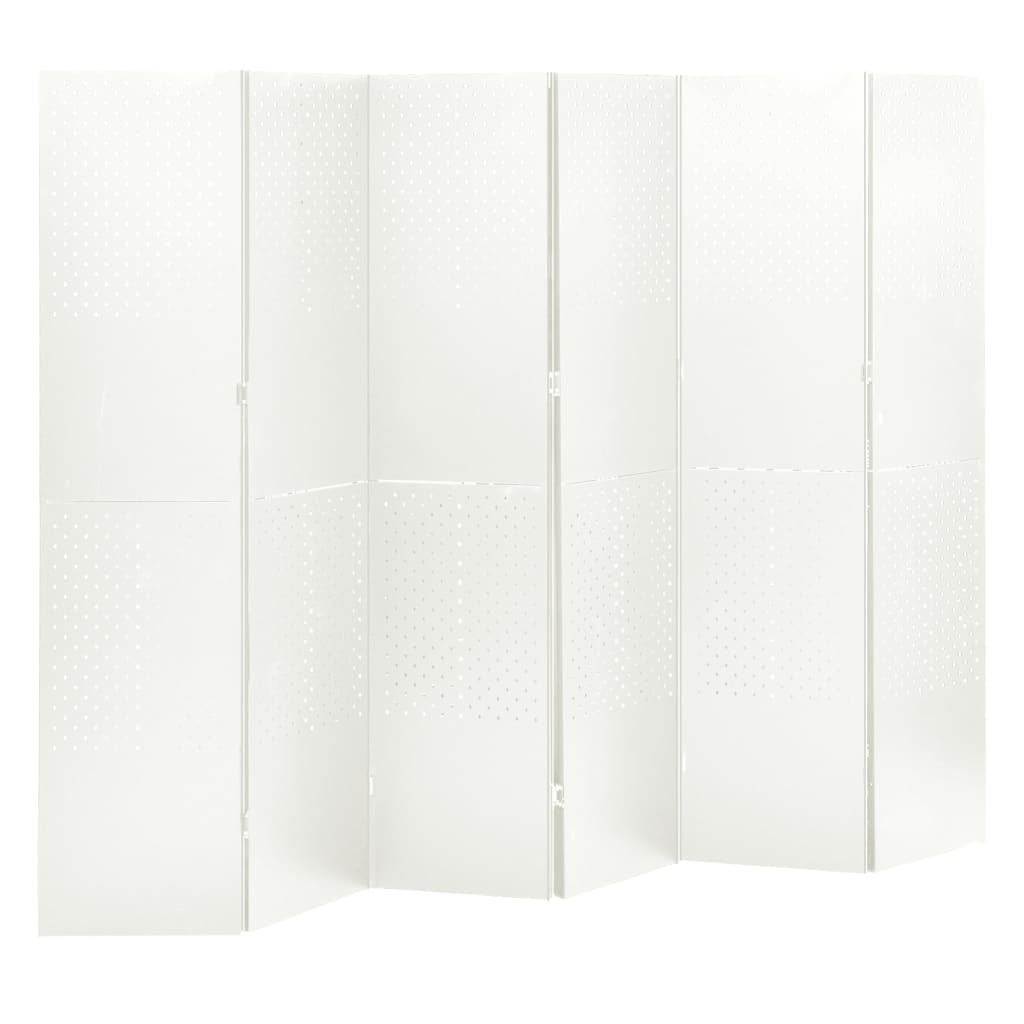 vidaXL 6-paneeliset tilanjakajat 2 kpl 240x180 cm valkoinen teräs