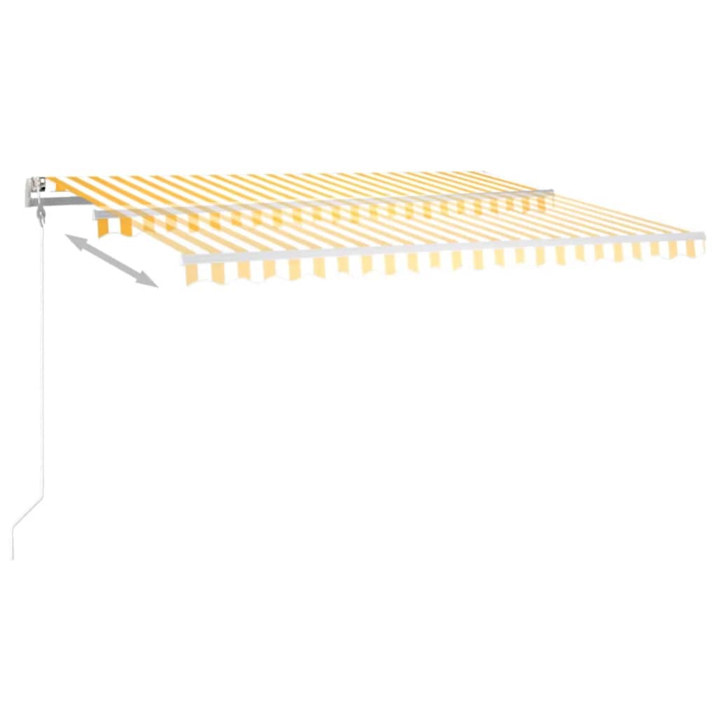 vidaXL Manuaalisesti kelattava markiisi LED-valot 4x3 m keltavalkoinen