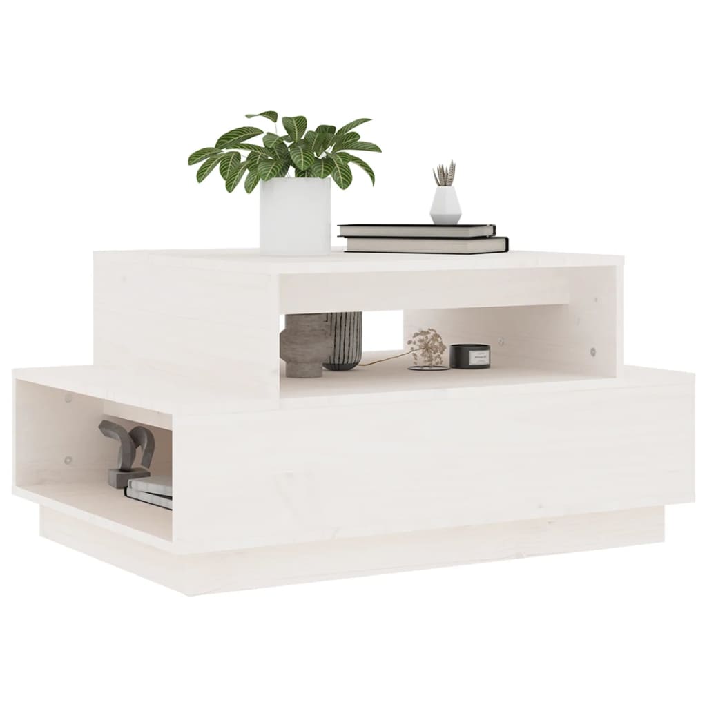 vidaXL Sohvapöytä valkoinen 80x55x40,5 cm täysi mänty