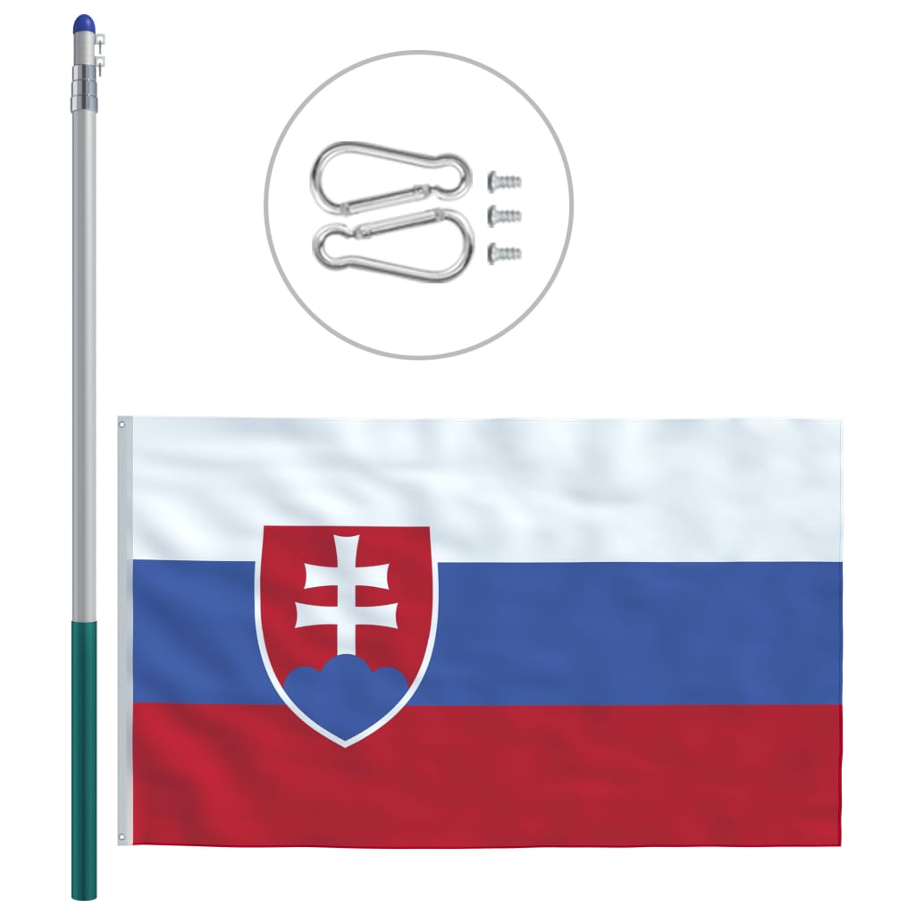 vidaXL Slovakian lippu ja tanko alumiini 6 m