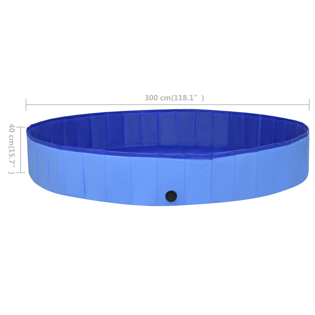 vidaXL Kokoontaitettava koiran uima-allas sininen 300x40 cm PVC