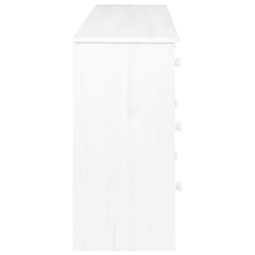 vidaXL Senkki 7 laatikkoa valkoinen 113x35x73 cm täysi mänty