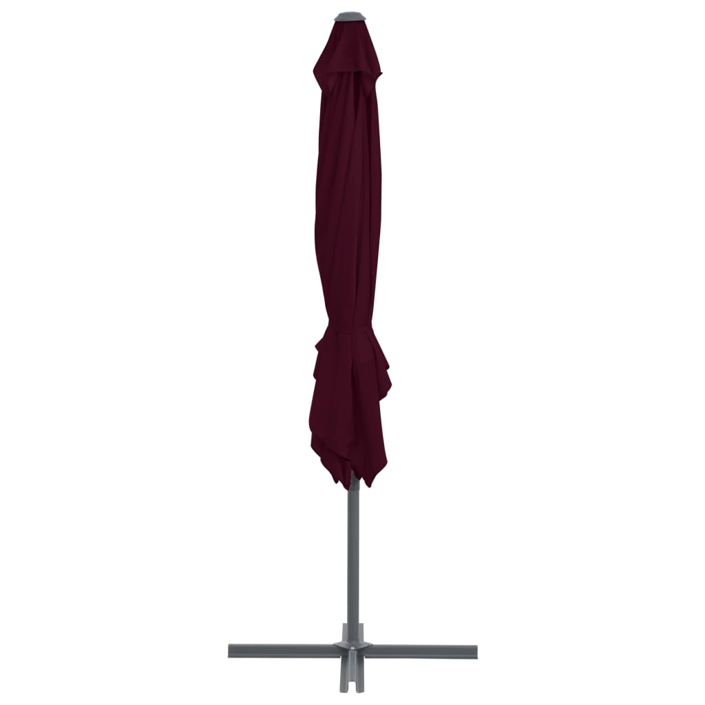 vidaXL Riippuva aurinkovarjo teräspylväällä viininpunainen 250x250 cm