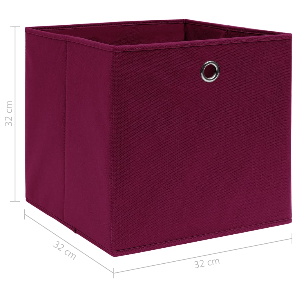 vidaXL Säilytyslaatikot 10 kpl tummanpunainen 32x32x32 cm kangas