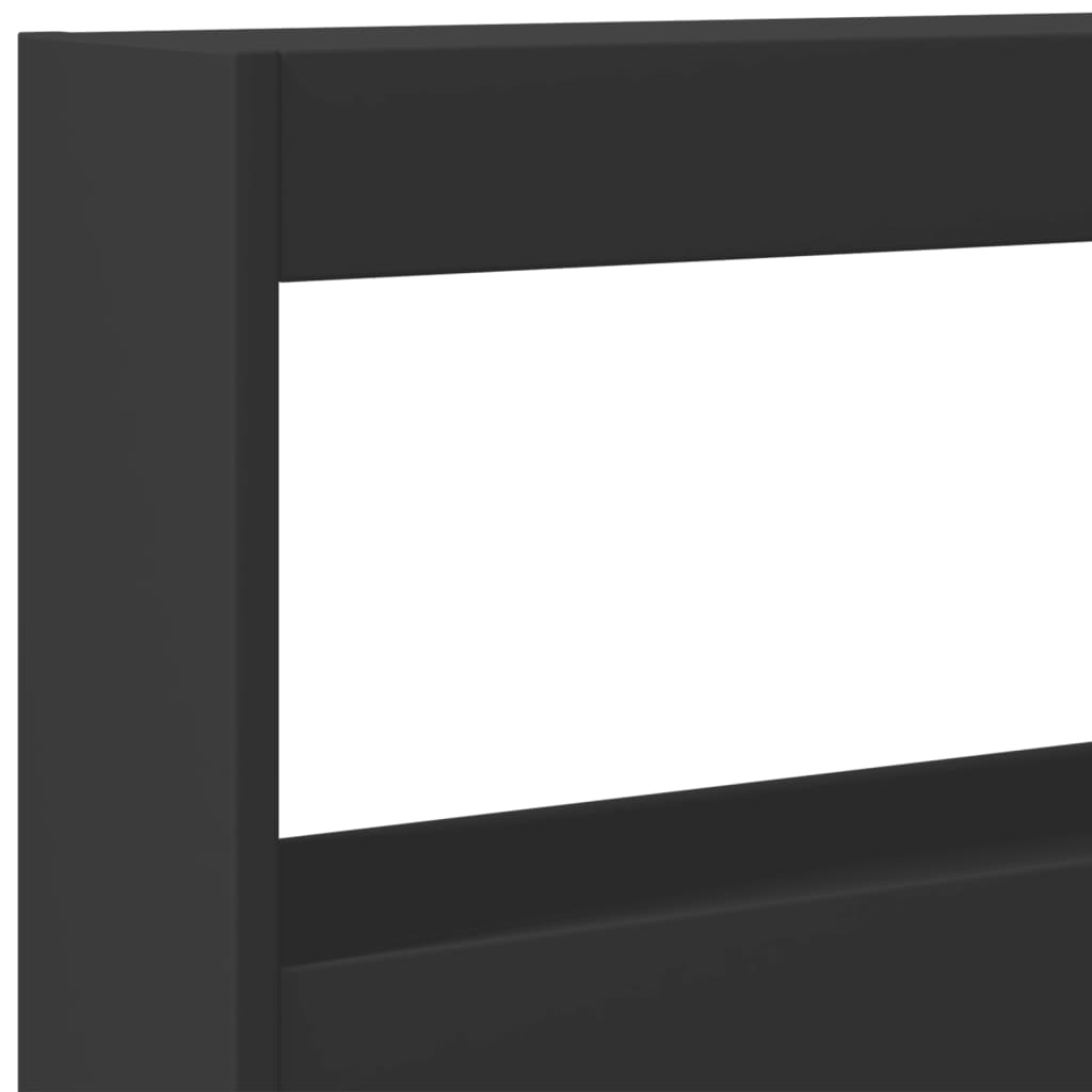 vidaXL Sängynpäätykaappi LED-valoilla musta 160x17x102 cm