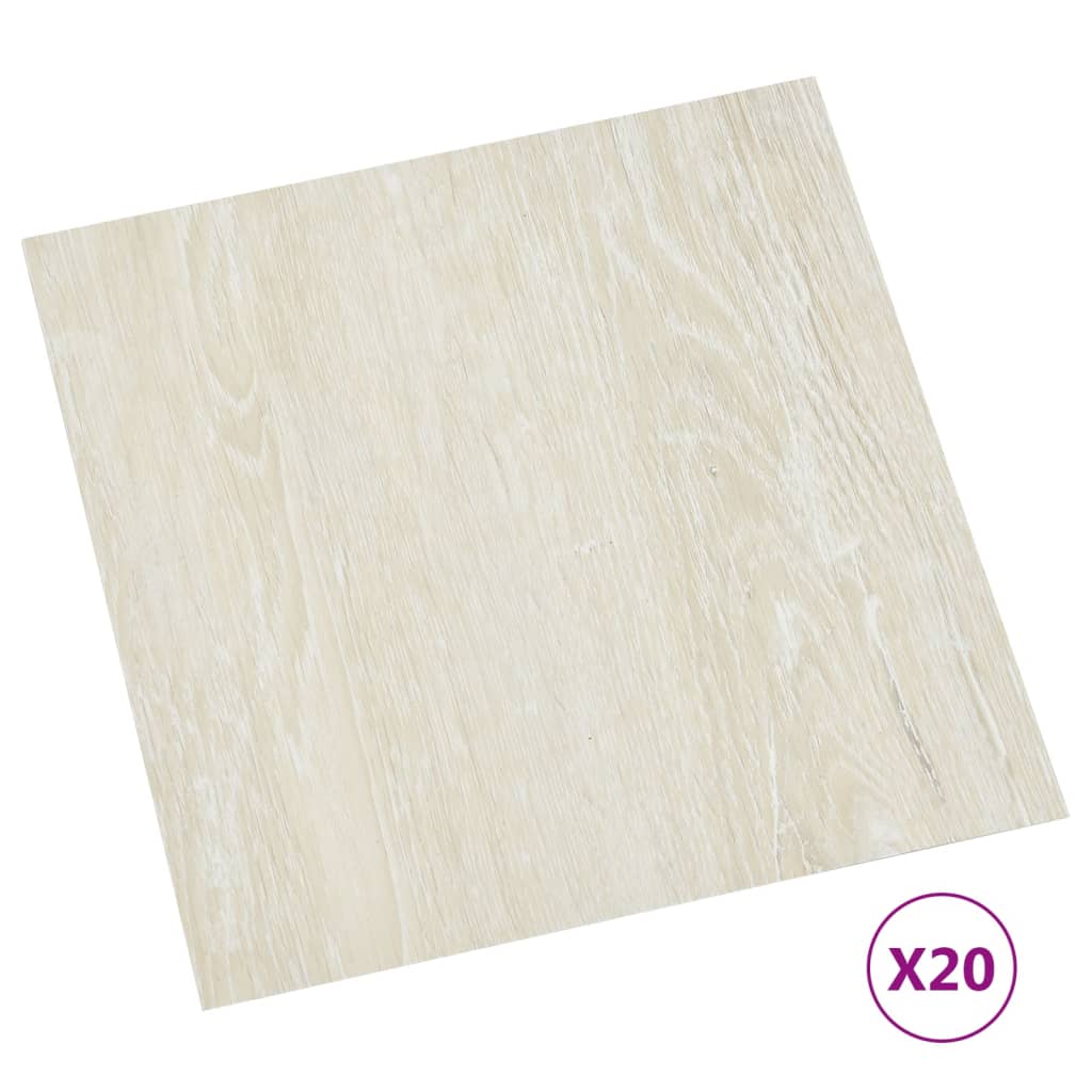 vidaXL Itsekiinnittyvä lattialankku 20 kpl PVC 1,86 m² kerma