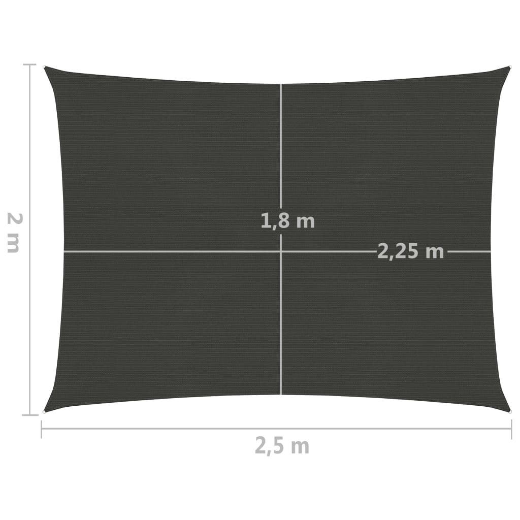 vidaXL Aurinkopurje 160 g/m² antrasiitti 2x2,5 m HDPE
