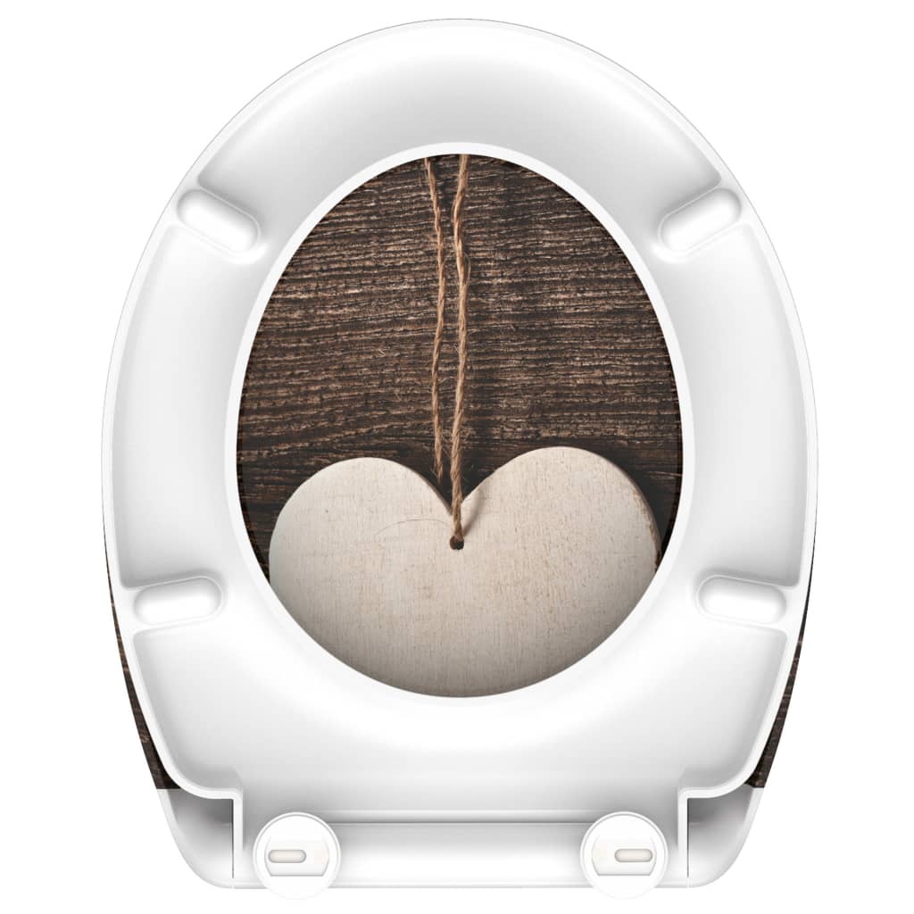 SCHÜTTE Duroplast WC-istuin Soft-Close WOOD HEART kuvio