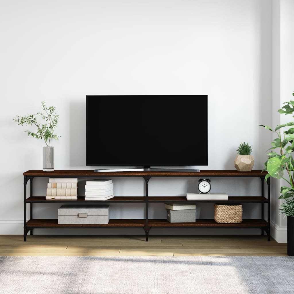 vidaXL TV-taso ruskea tammi 180x30x50 cm tekninen puu ja metalli
