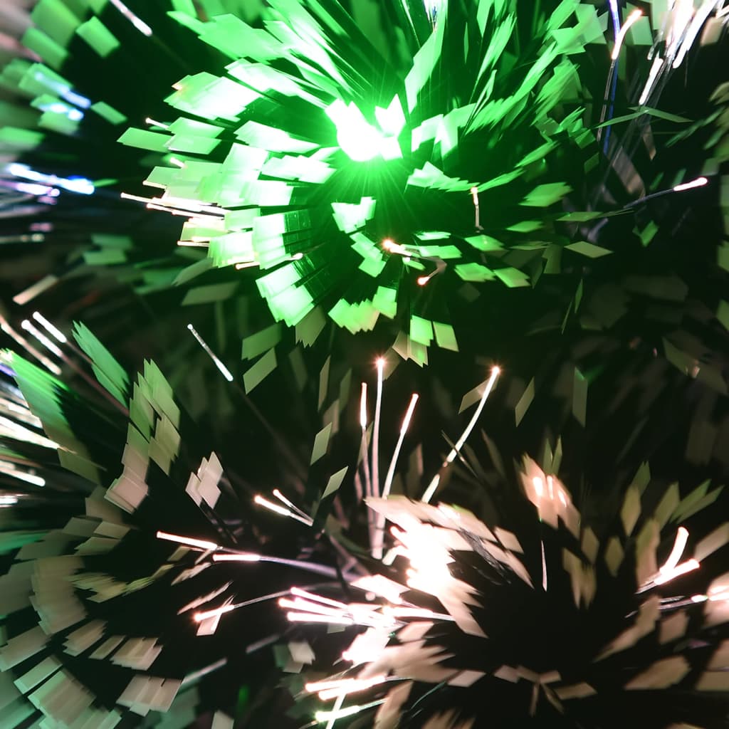 vidaXL Esivalaistu joulukuusi vihreä ja valkoinen 64 cm kuituoptiikka