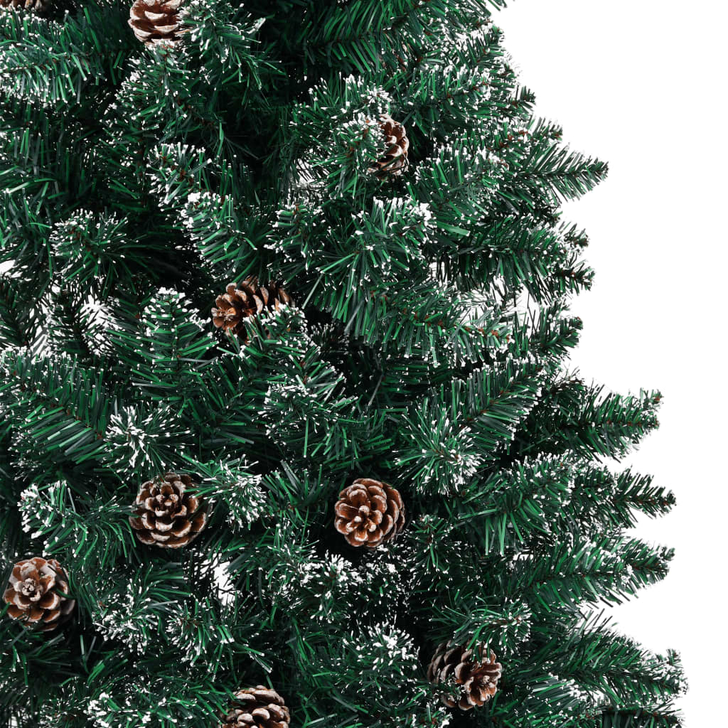 vidaXL Kapea joulukuusi aidolla puulla ja lumella vihreä 150 cm