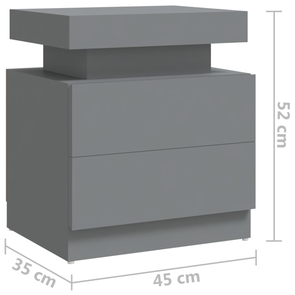 vidaXL Yöpöytä harmaa 45x35x52 cm lastulevy